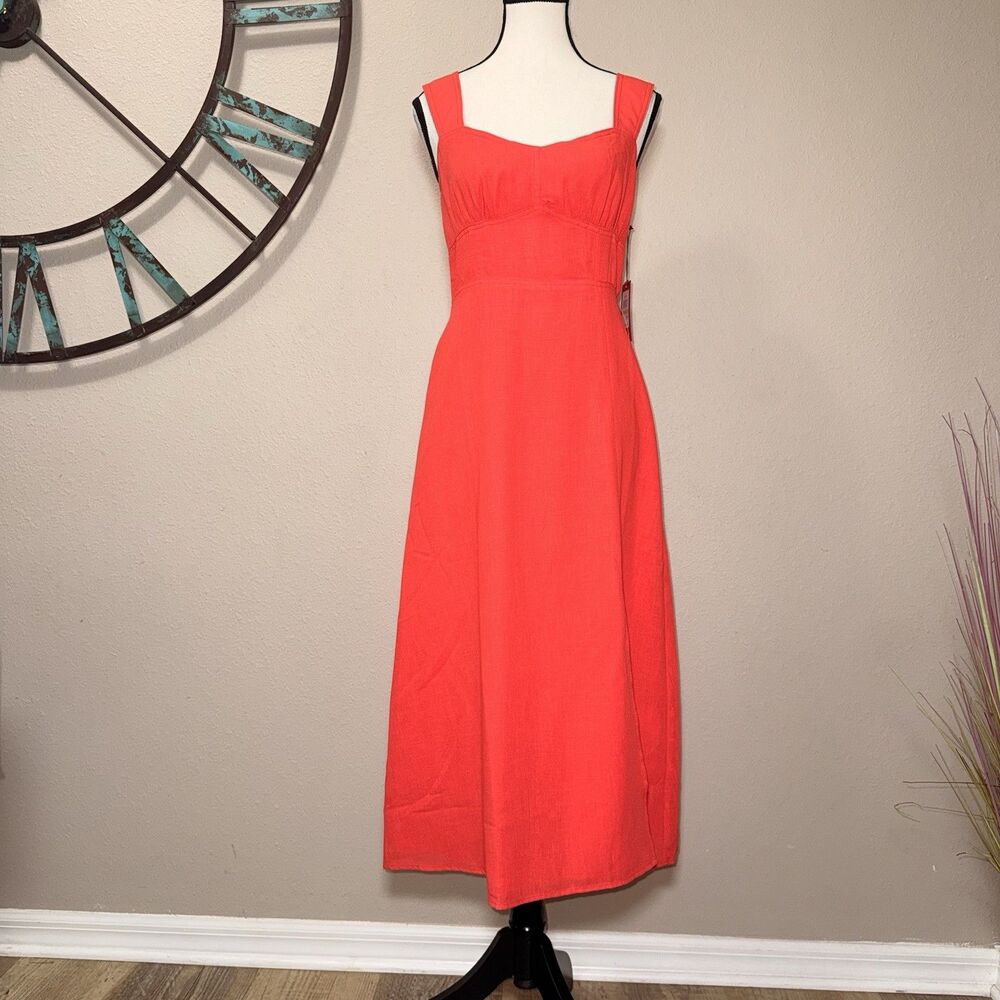 Vince Camuto Dress Size 4 NWT Sleeveless Orange Lined Front Slit